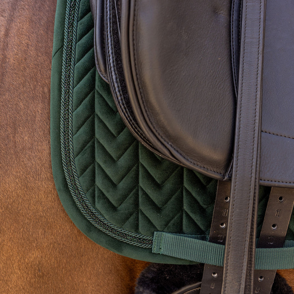 Kentucky Horsewear Velvet Mini Pearls Dressage Saddle Cloth - Pine Green