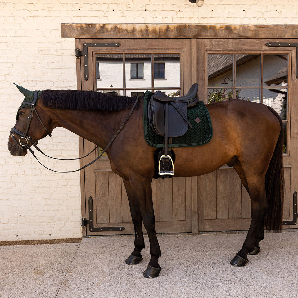Kentucky Horsewear Velvet Mini Pearls Dressage Saddle Cloth - Pine Green