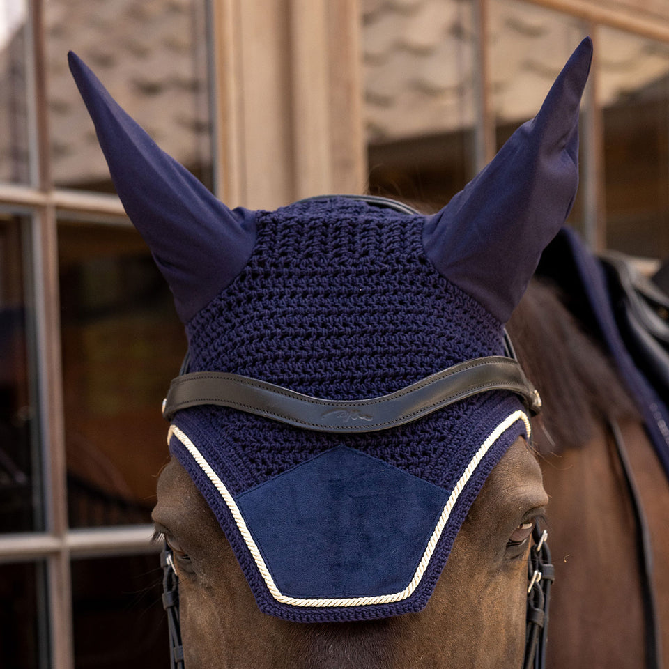 Kentucky Horsewear Wellington Velvet Fly Veil - Dark Navy
