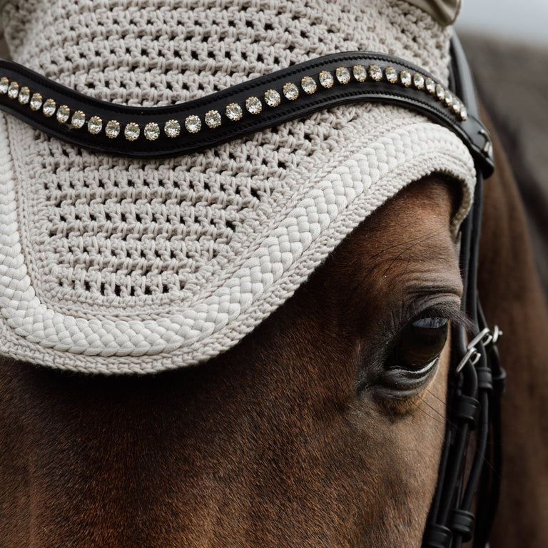 Kentucky Horsewear Wellington Plaited Cord Fly Veil - Beige