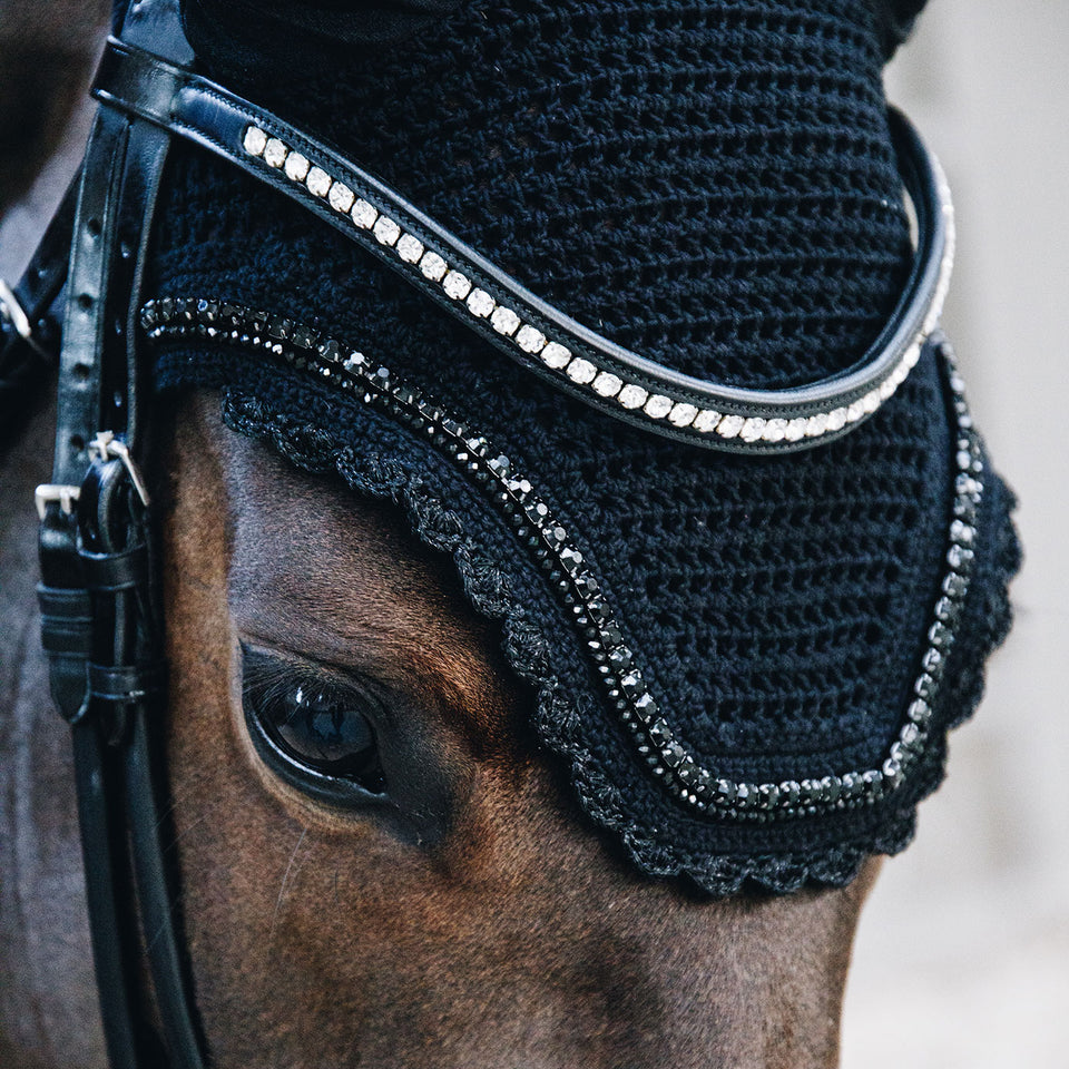 Kentucky Horsewear Wellington Stone and Pearl Fly Veil - Black