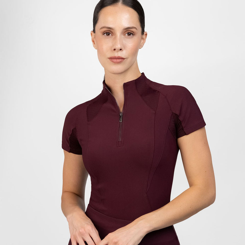 Maximilian Equestrian Frame Short Sleeve Base Layer - Burgundy