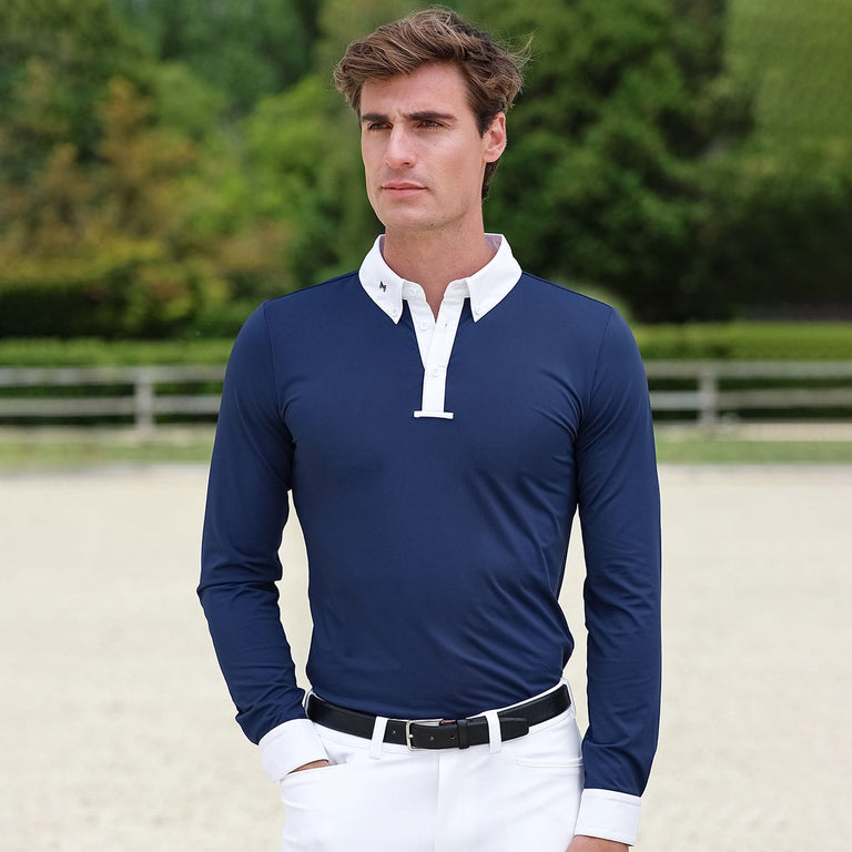 Maximilian Equestrian Men's Active Long Sleeve Show Shirt - Navy
