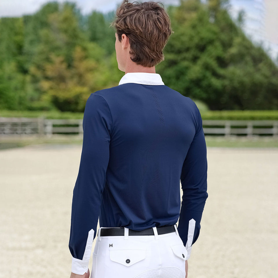 Maximilian Equestrian Men's Active Long Sleeve Show Shirt - Navy
