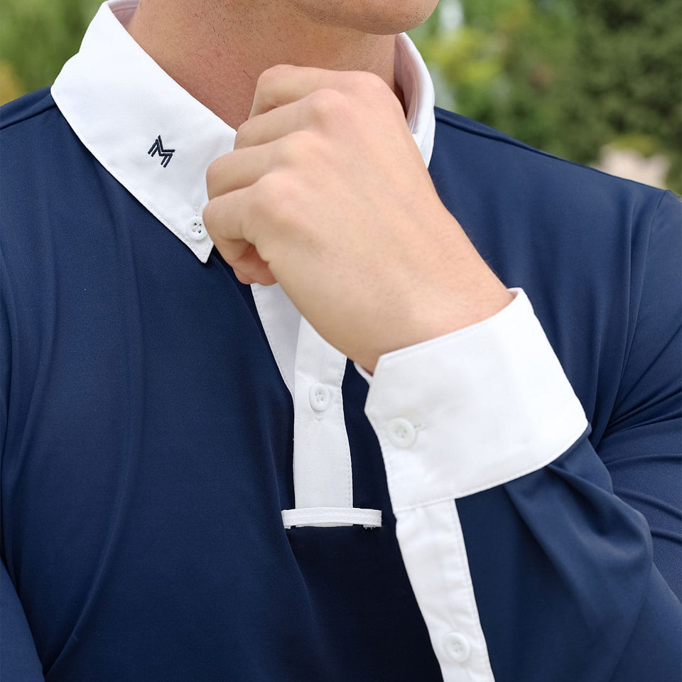 Maximilian Equestrian Men's Active Long Sleeve Show Shirt - Navy