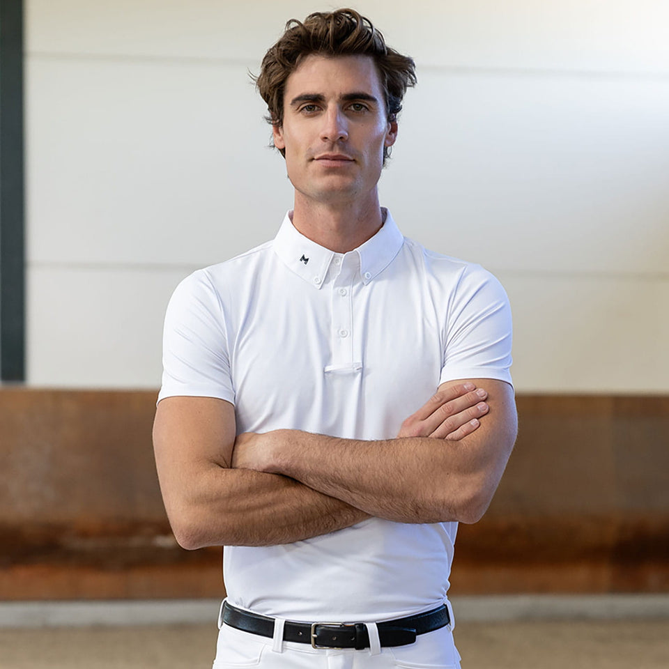 Maximilian Equestrian Men's Active Short Sleeve Show Shirt - White