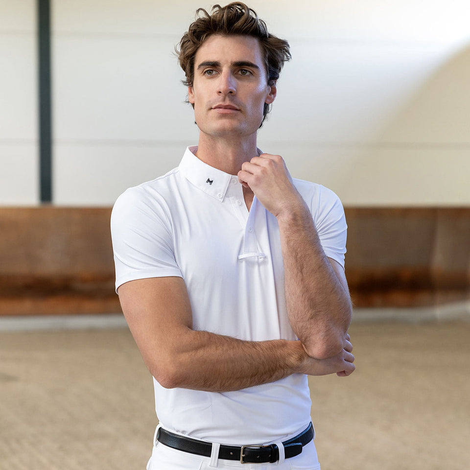 Maximilian Equestrian Men's Active Short Sleeve Show Shirt - White