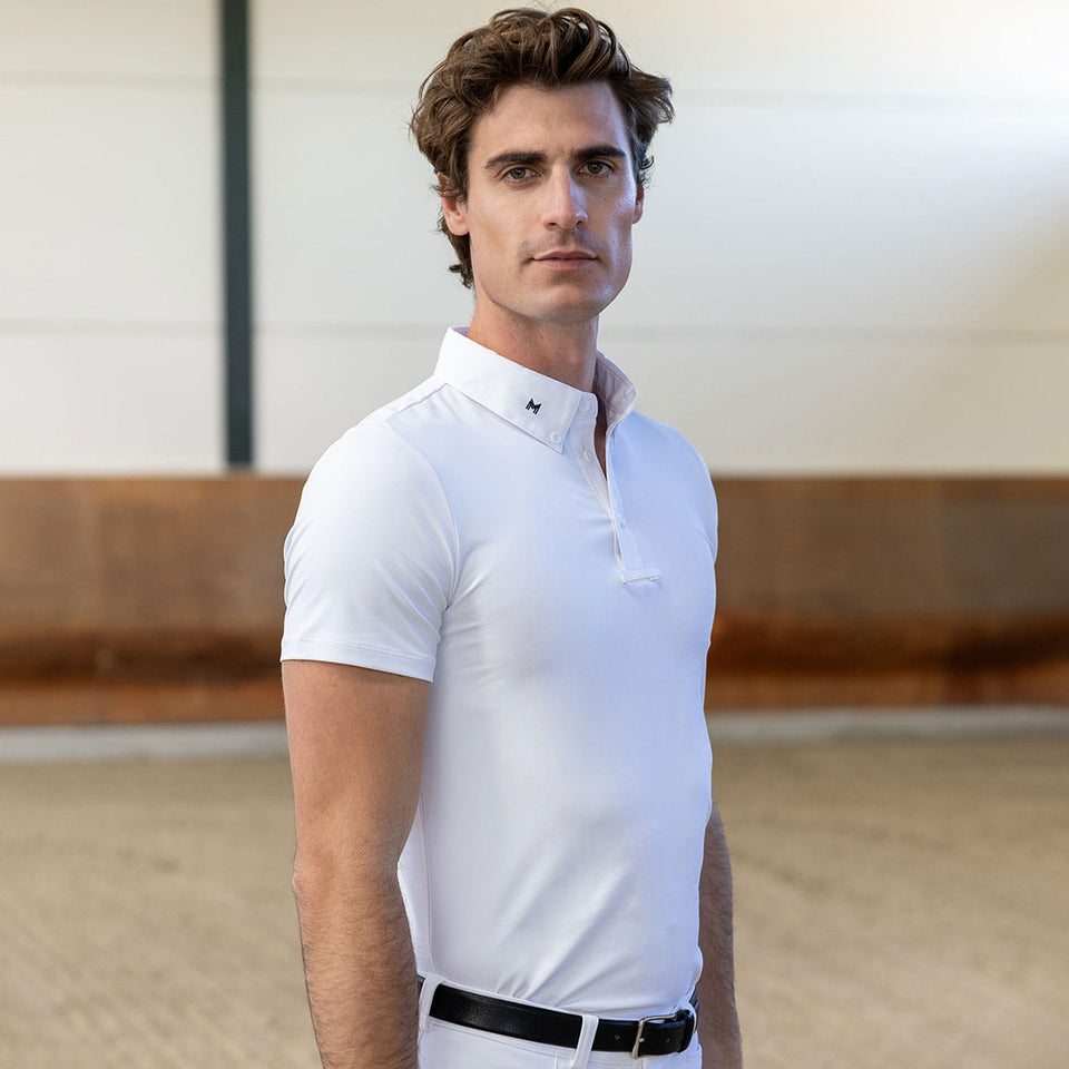 Maximilian Equestrian Men's Active Short Sleeve Show Shirt - White