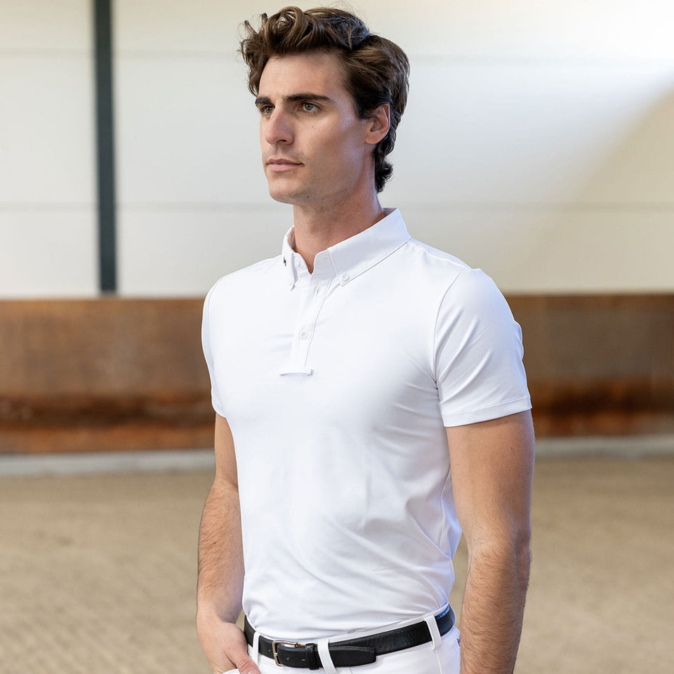 Maximilian Equestrian Men's Active Short Sleeve Show Shirt - White