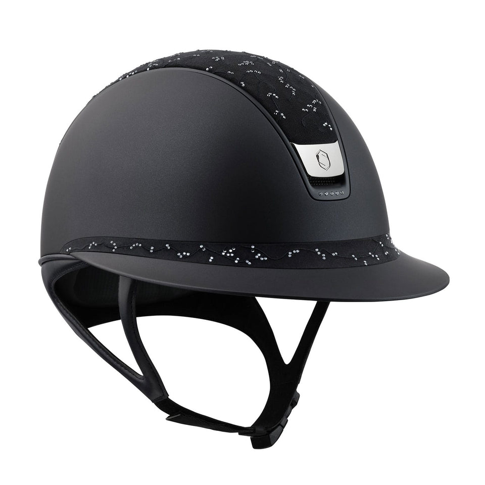 Samshield V2 Miss Shield Black Riding Hat with Crystal Leaf