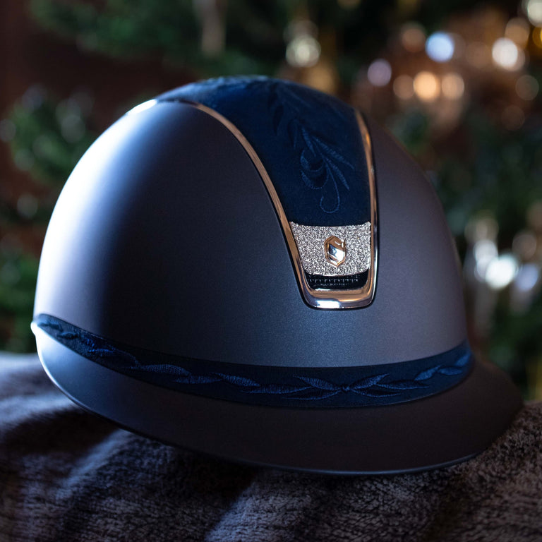 Samshield V2 Miss Shield Navy with Flower Embroidery and Silver Crystal Fabric Blazon