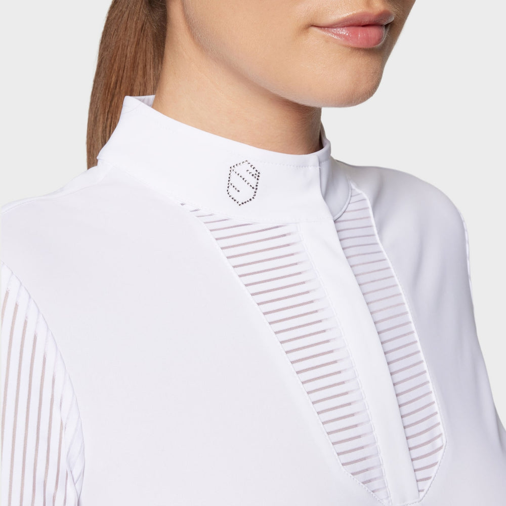Chemise D'équitation Samshield Apolline Show – Gris Acier, Taille MOYEN, Neuve