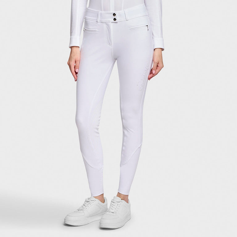 Samshield Clara Floral Knee Grip Breeches - White