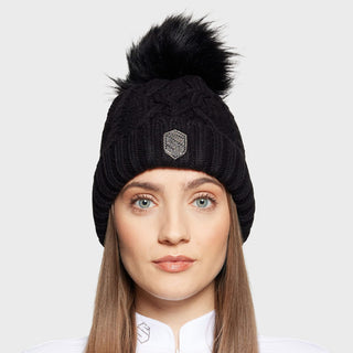Samshield Nora Crystal Intarsia Bobble Hat - Black