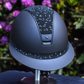 Samshield V2 Miss Shield Navy Riding Hat with Crystal Leaf and Matt Blazon