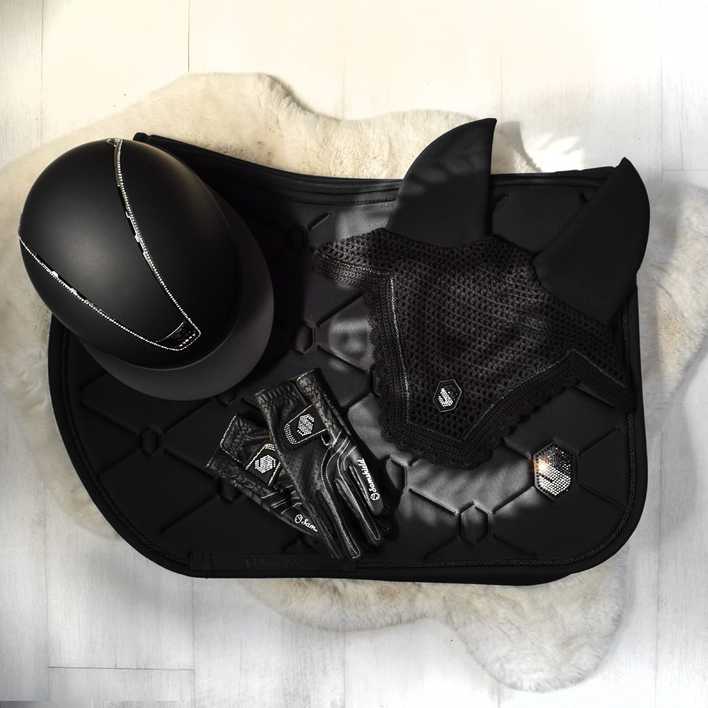 Set of Black Crystal Samshield Equestrian Equipment