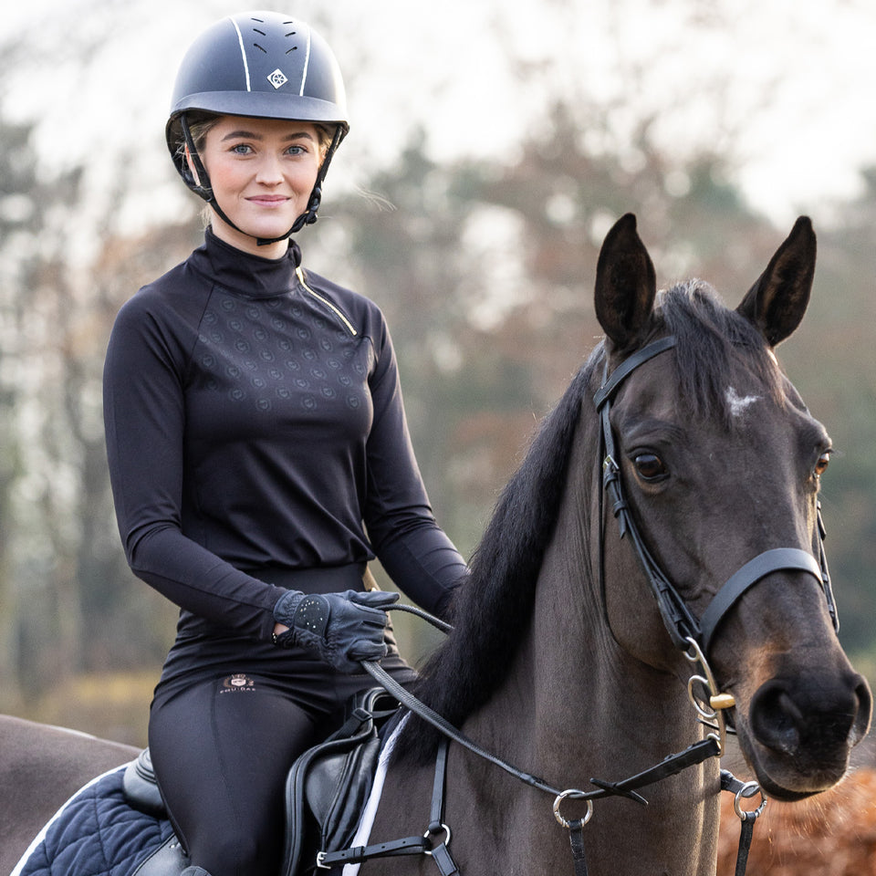 Equidae London Sarah Long Sleeve Side Zip Base Layer - Black