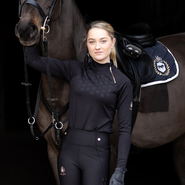 Equidae London Sarah Long Sleeve Side Zip Base Layer - Black