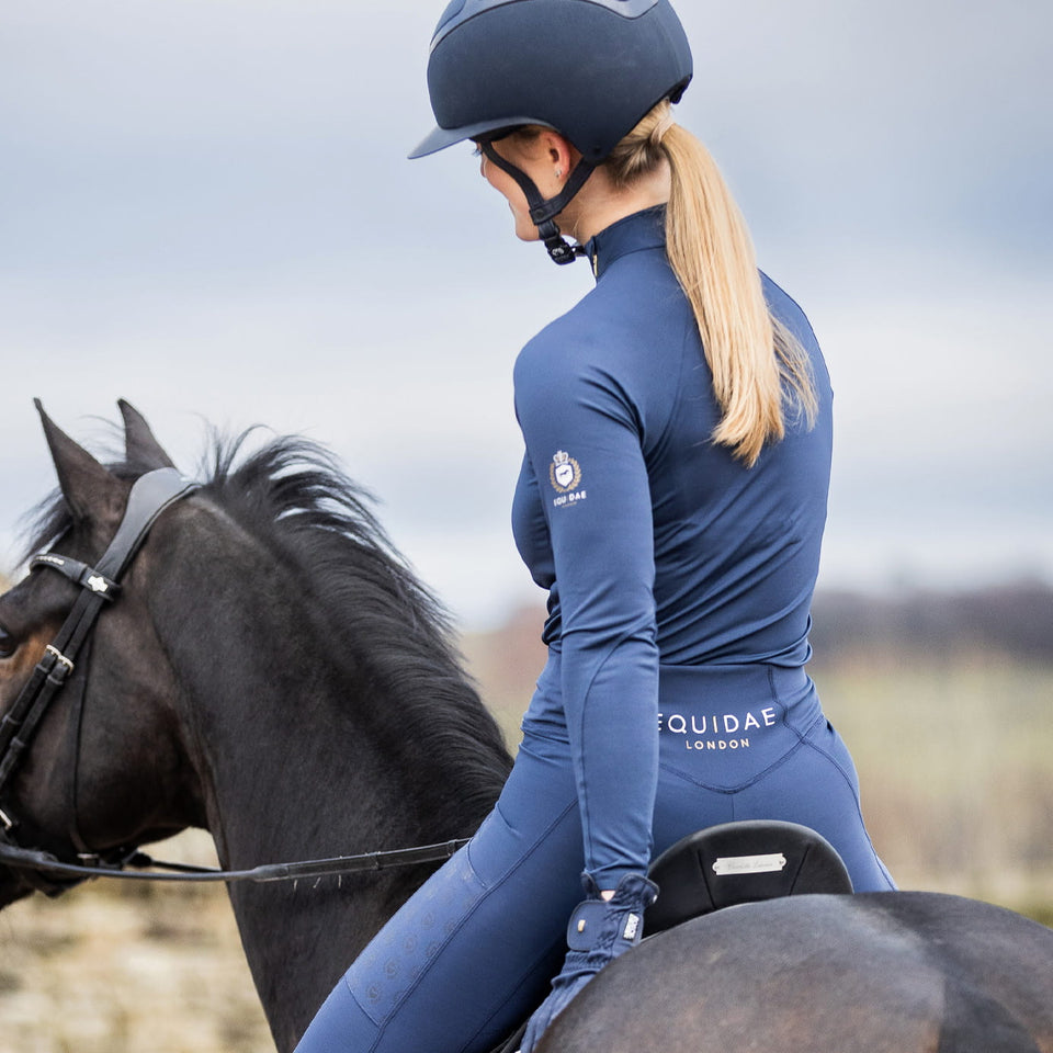 Equidae London Sarah Long Sleeve Side Zip Base Layer - Navy