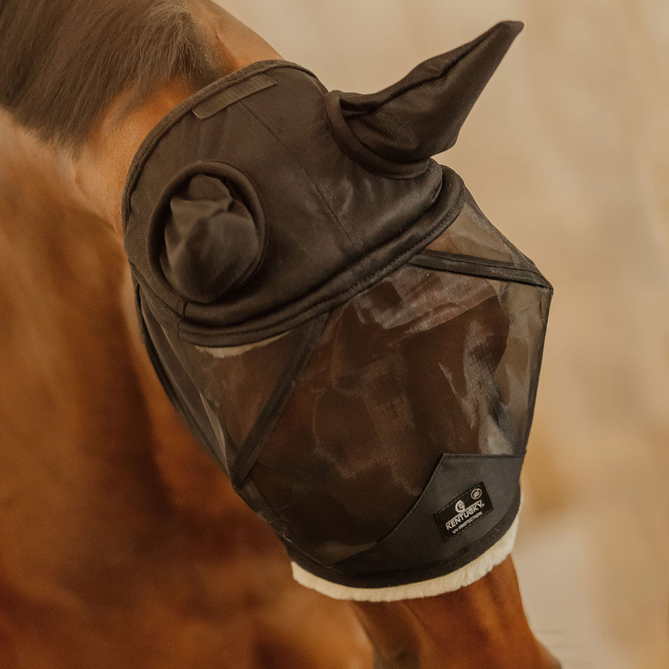 Kentucky Horsewear Skin Friendly Fly Mask with Ears - Black