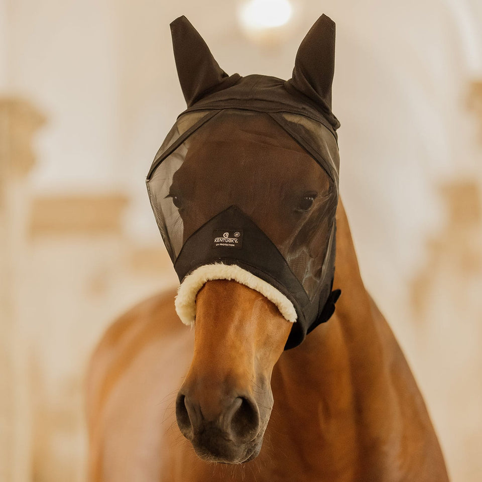 Kentucky Horsewear Skin Friendly Fly Mask with Ears - Black