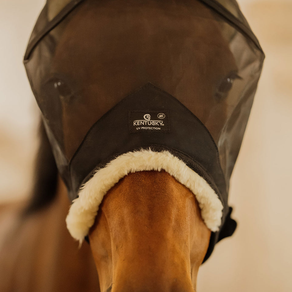 Kentucky Horsewear Skin Friendly Fly Mask with Ears - Black