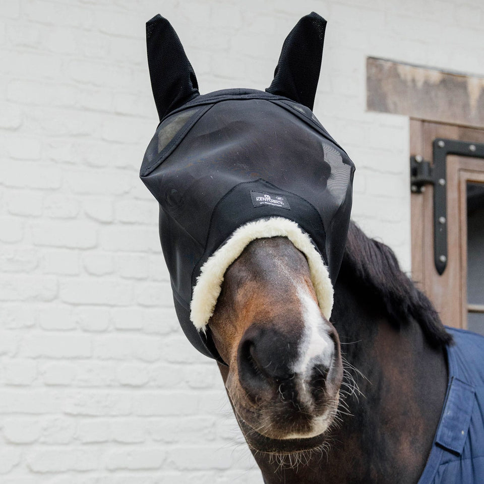 Kentucky Horsewear Skin Friendly Fly Mask with Ears - Black