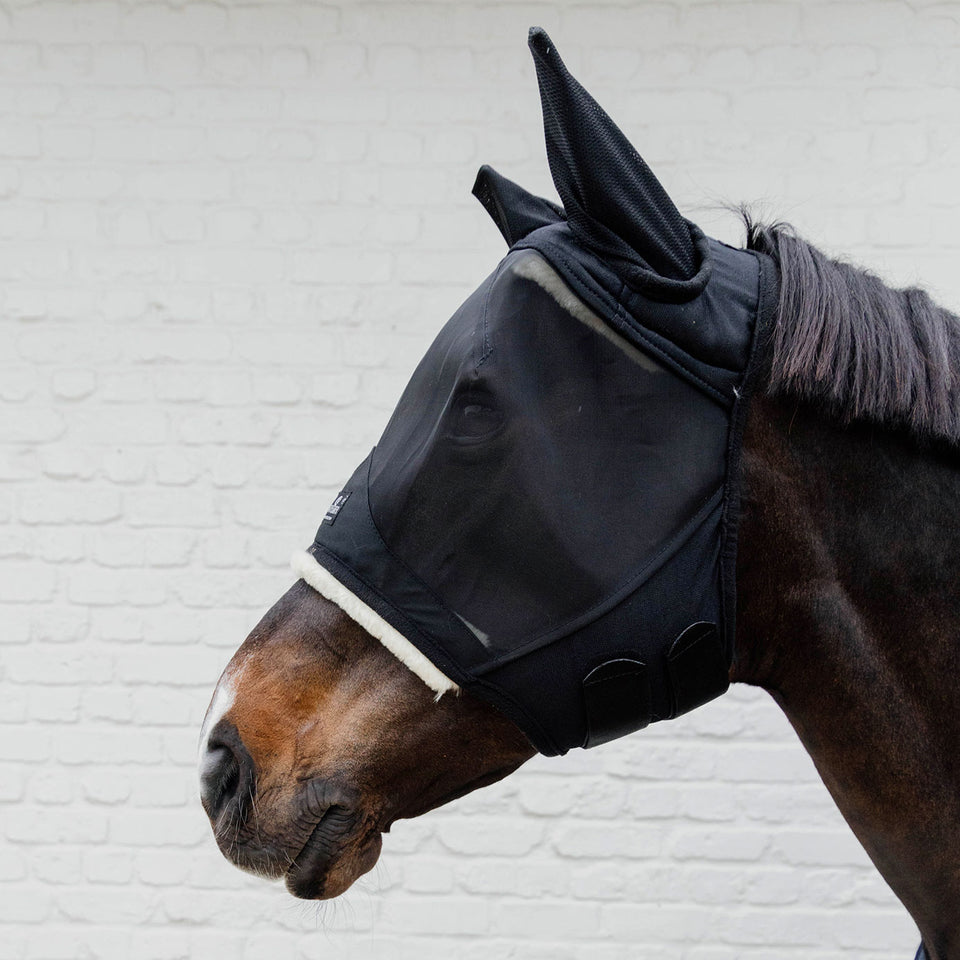 Kentucky Horsewear Skin Friendly Fly Mask with Ears - Black