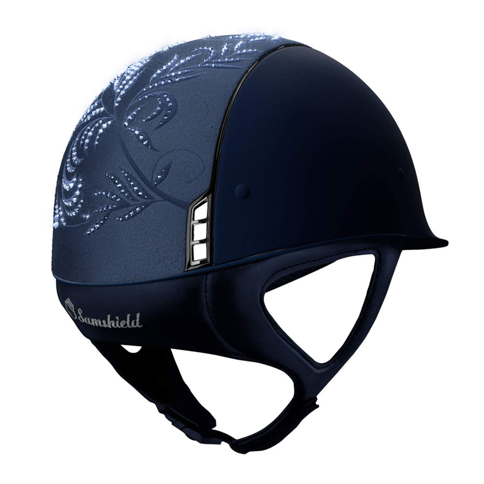 Samshield V1 Navy Shadowmatt Riding Hat with Crystal Flower Top