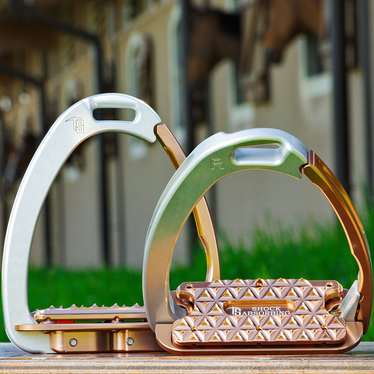 Tech Stirrups Venice Plus Evo Stirrups - Silver/Rose Gold