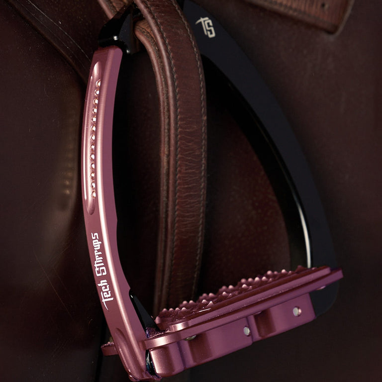 Tech Stirrups Venice Evo Sloped Stirrups - Black/Pink/Light Rose Crystal