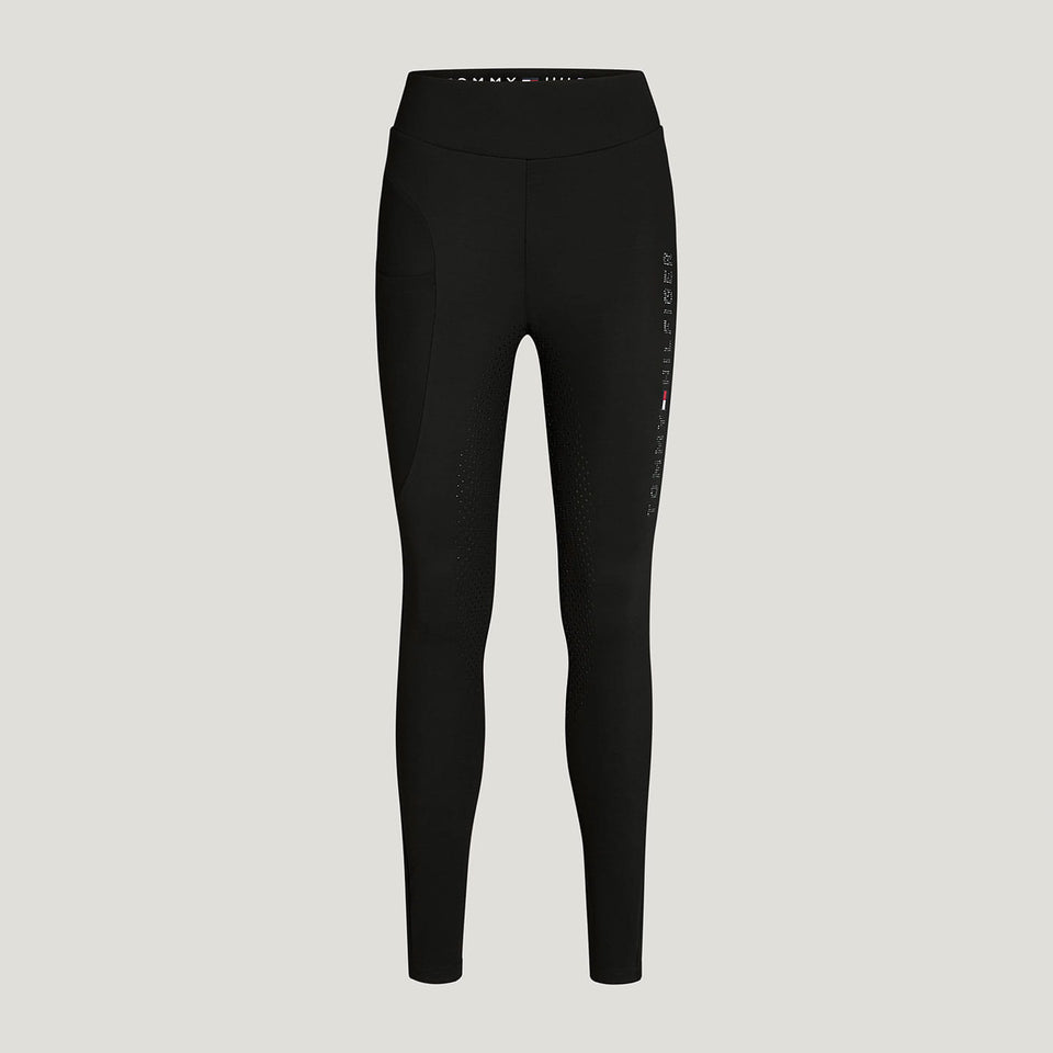 Tommy Hilfiger Elmira Winter Rhinestone Full Grip Leggings - Black