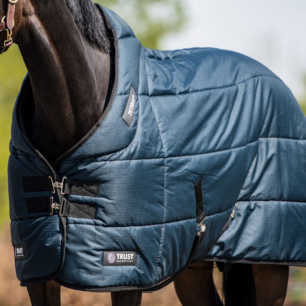 Trust Equestrian Tetris Horse Stable Rug 200g | Navy & Equiport Equestrian
