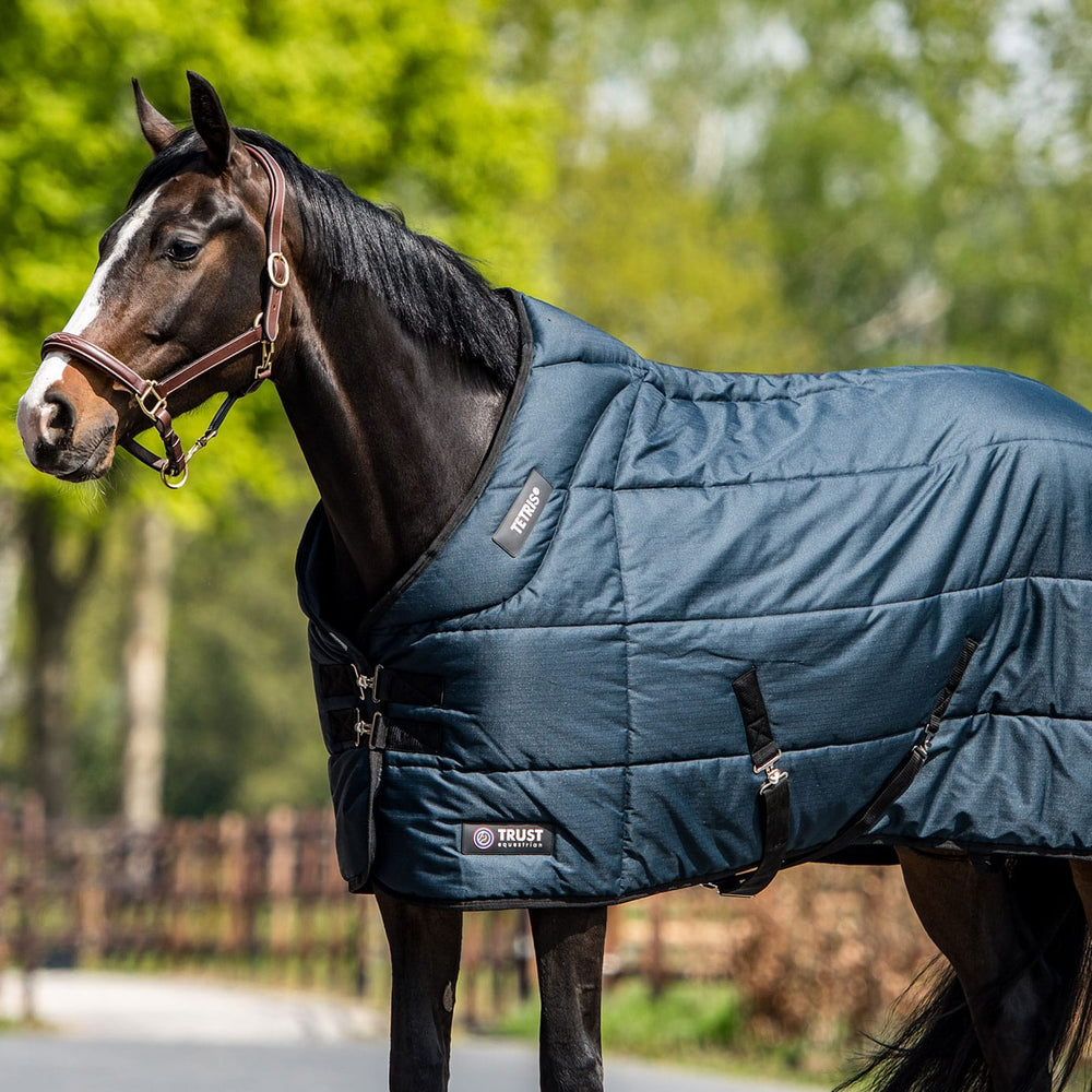 Trust Equestrian Tetris Horse Stable Rug 200g | Navy & Equiport Equestrian