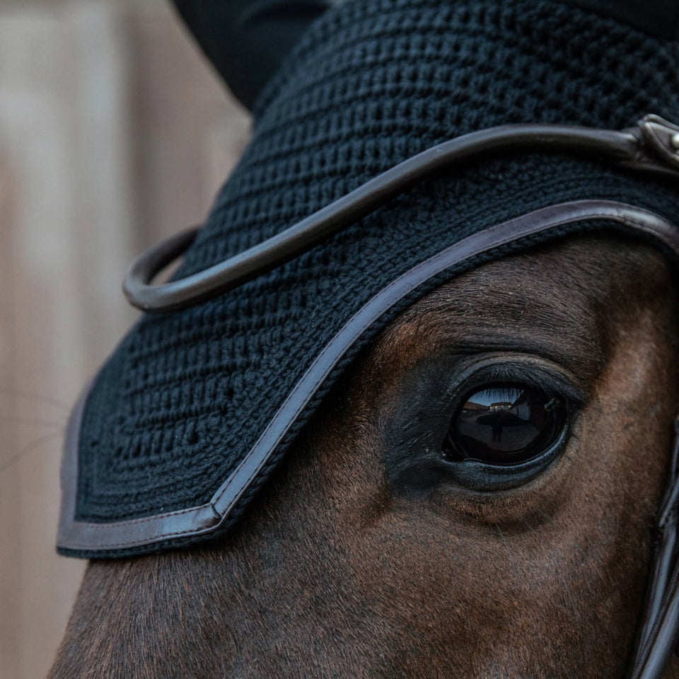 Kentucky Horsewear Wellington Leather Fly Veil - Black