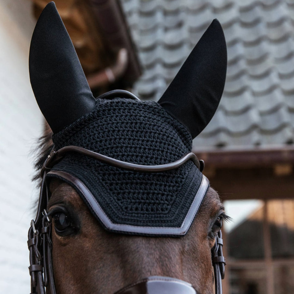 Kentucky Horsewear Wellington Leather Fly Veil - Black