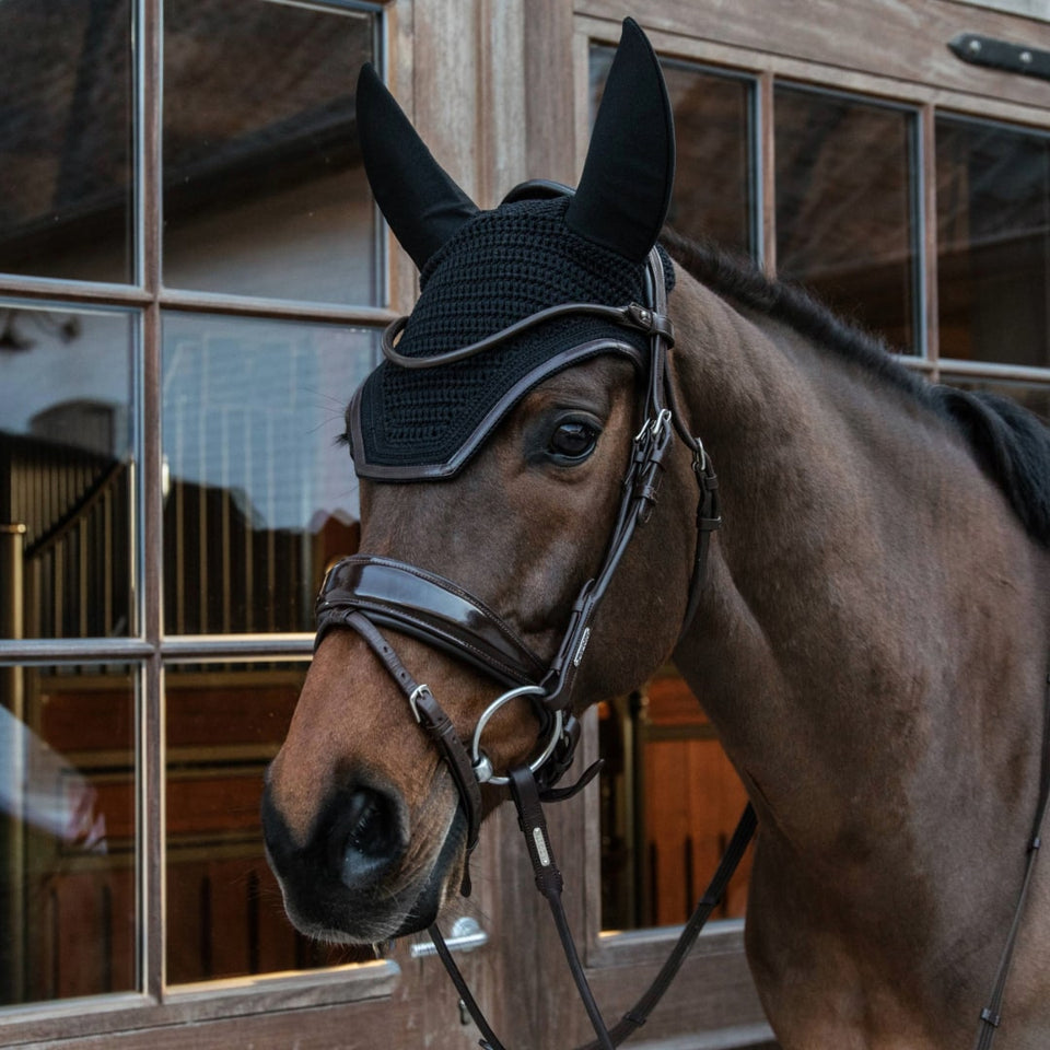 Kentucky Horsewear Wellington Leather Fly Veil - Black