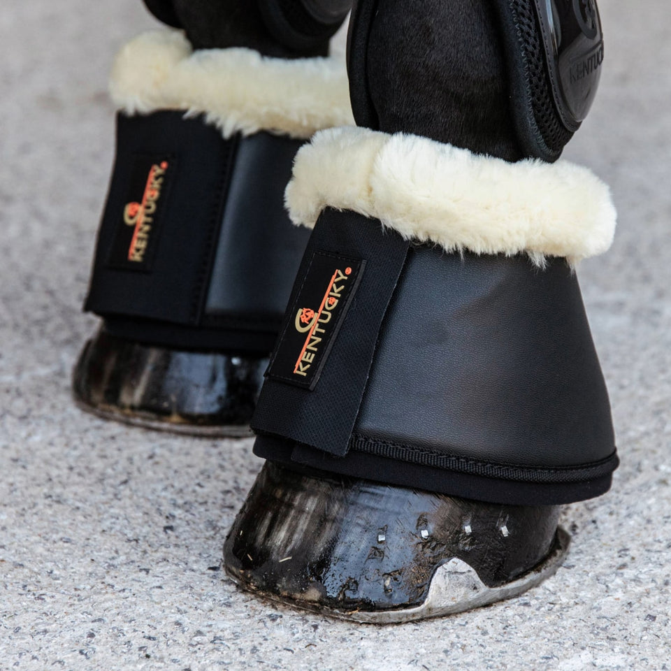 Kentucky Horsewear Sheepskin Leather Overreach Boots - Black
