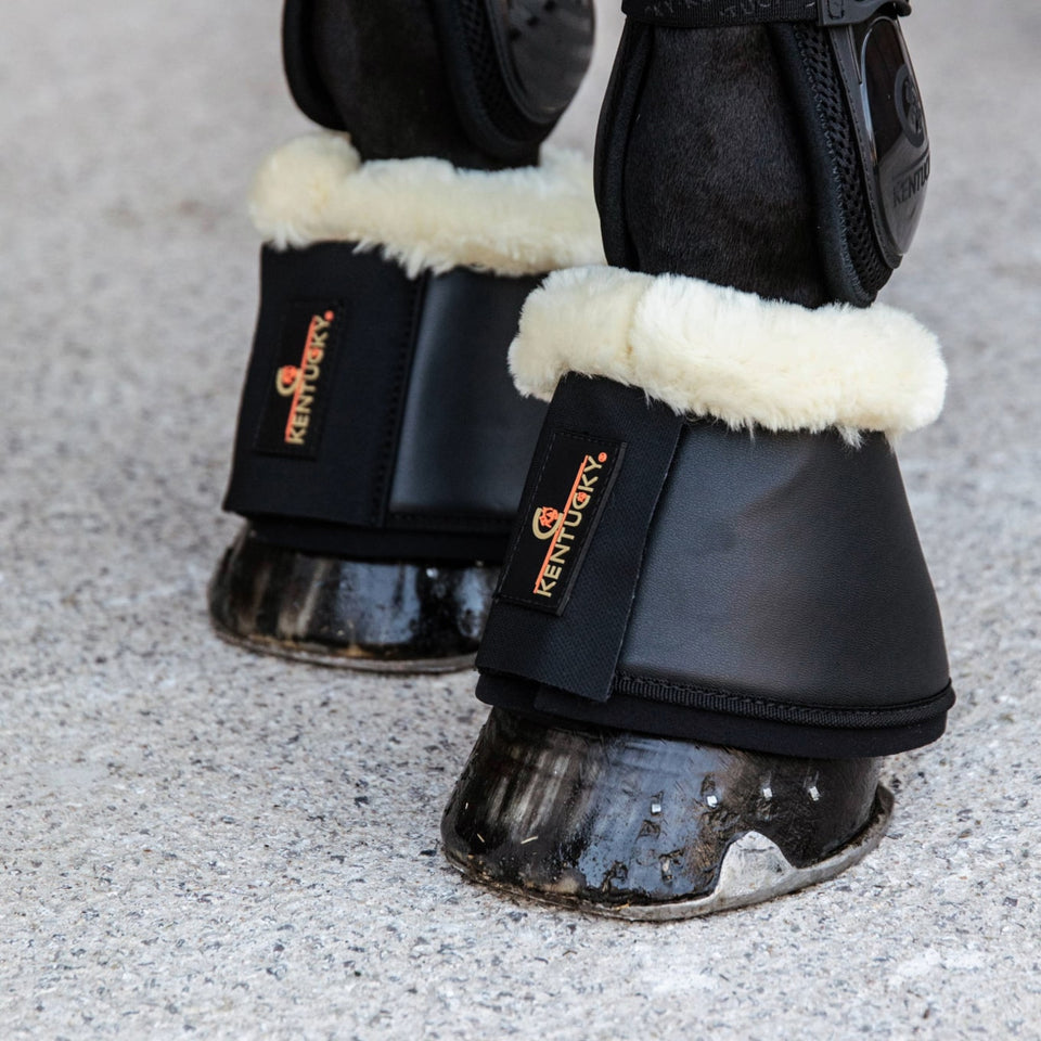 Kentucky Horsewear Sheepskin Leather Overreach Boots - Black