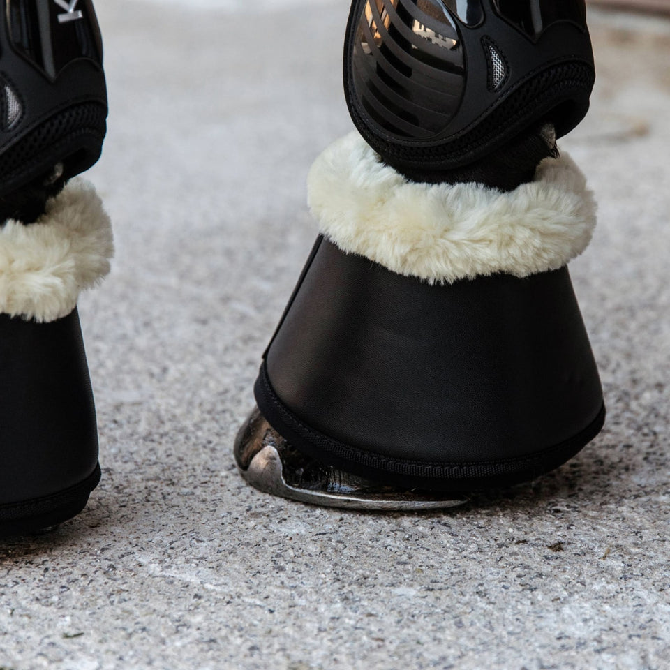 Kentucky Horsewear Sheepskin Leather Overreach Boots - Black