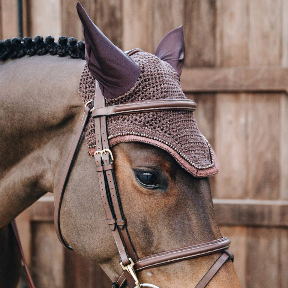 Kentucky Horsewear Wellington Glitter Band Fly Veil - Brown