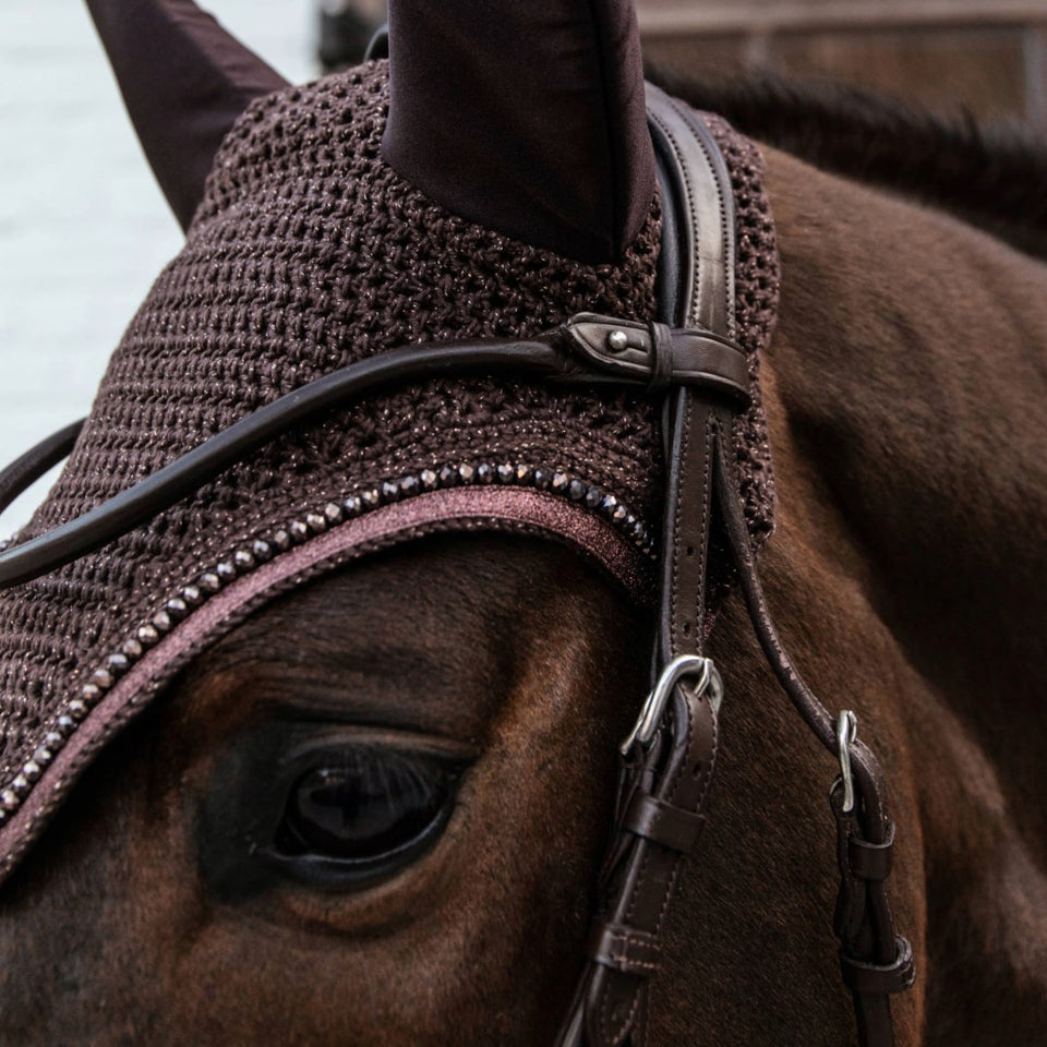 Kentucky Horsewear Wellington Glitter Band Fly Veil - Brown