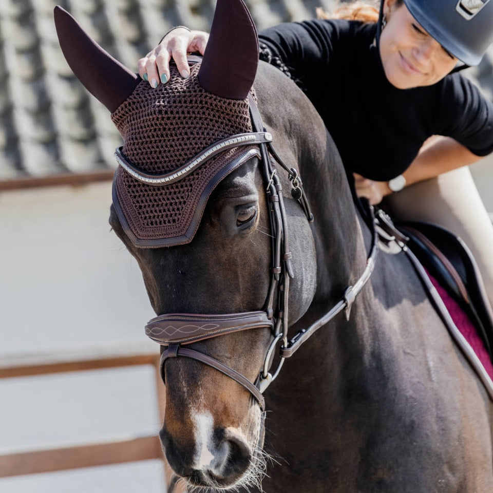 Kentucky Horsewear Wellington Leather Fly Veil - Brown