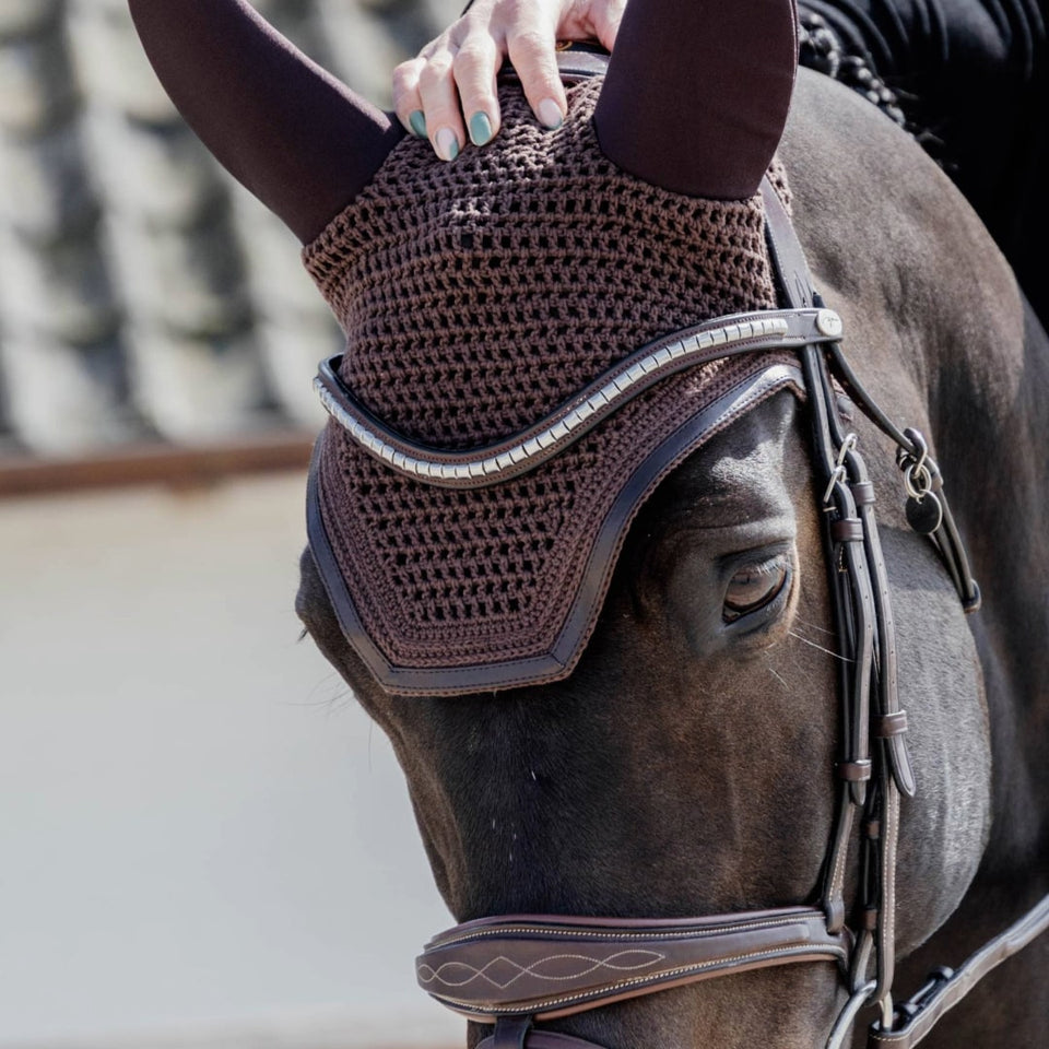 Kentucky Horsewear Wellington Leather Fly Veil - Brown