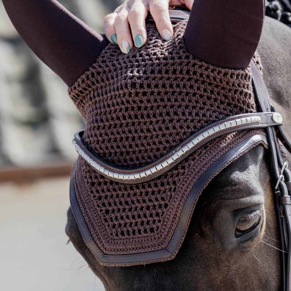 Kentucky Horsewear Wellington Leather Fly Veil - Brown