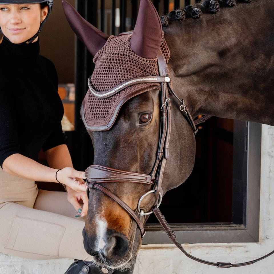 Kentucky Horsewear Wellington Leather Fly Veil - Brown