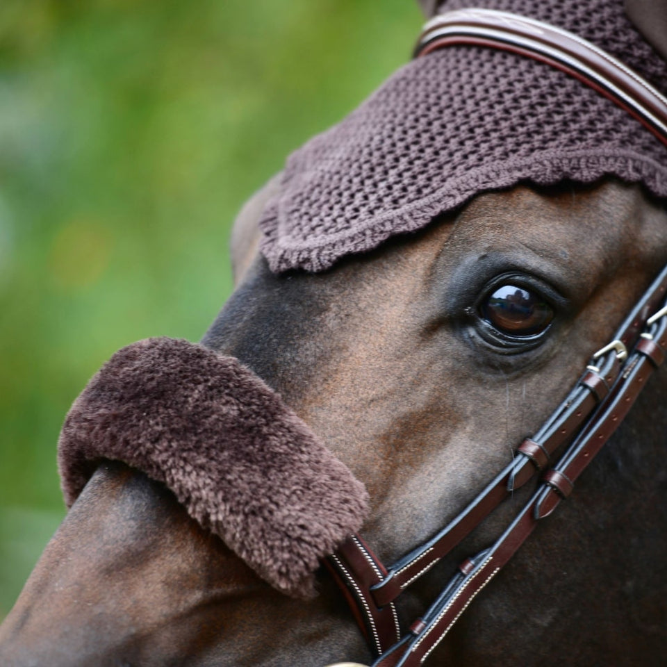 Kentucky Horsewear Sheepskin Noseband Cover - Brown