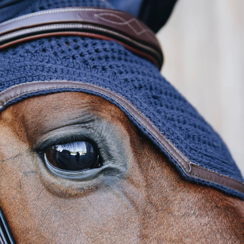 Kentucky Horsewear Wellington Leather Fly Veil - Dark Navy