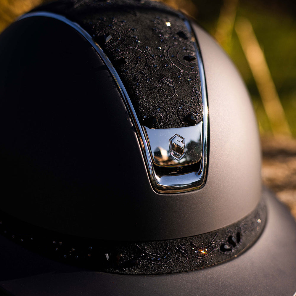 Samshield V2 Miss Shield Black Riding Helmet with Crystal Bloom ...
