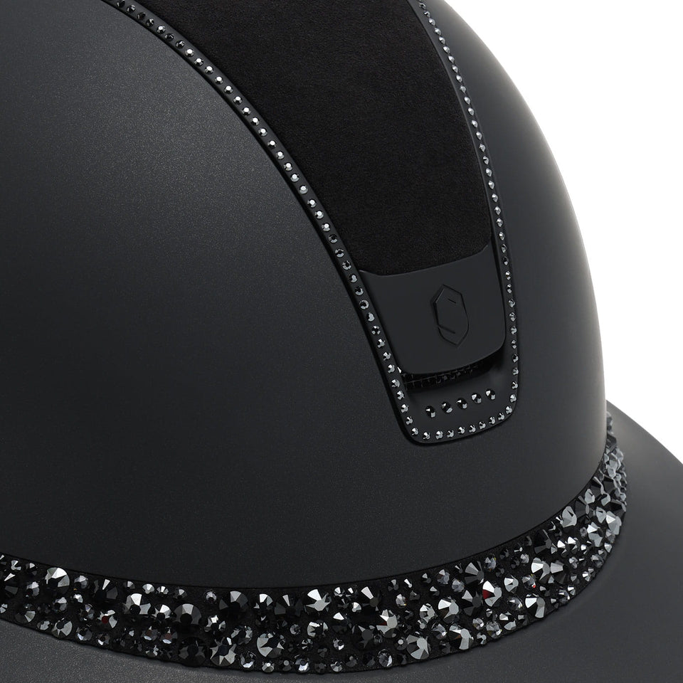 Samshield V2 Miss Shield Black Shadowmatt Hat with Glacier Crystal Band and 300 Crystals